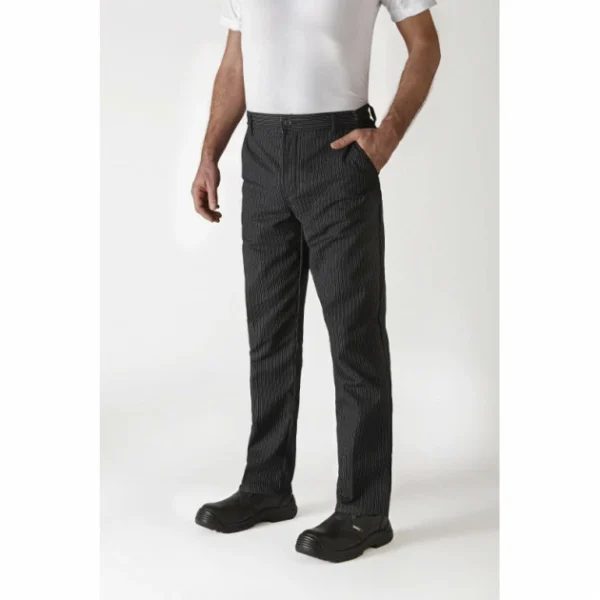 Acheter Budget 🛒 Pantalon de Cuisine Mixte Rayé Noir/Blanc TIMEO T.36 Robur 😀 1