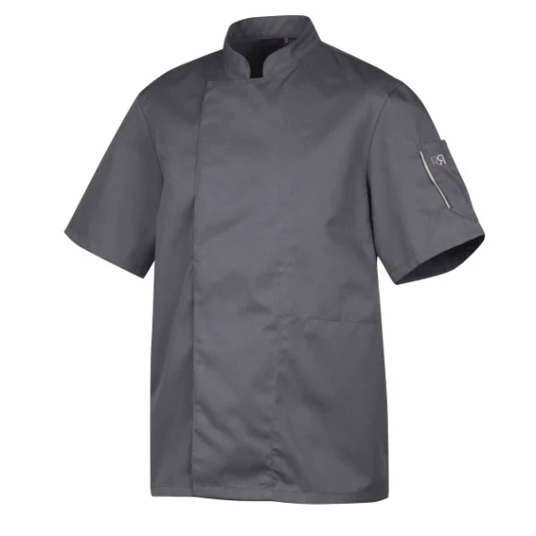 Sortie 🎉 Veste de Cuisine Mixte Anthracite NERO T.3 Robur manches Courtes 👍 Nouveau 1