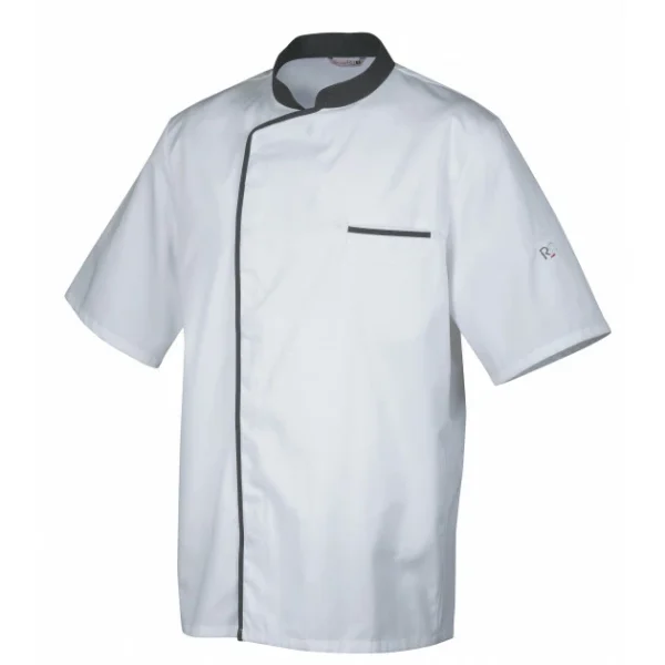 Meilleure affaire 👍 Veste de Cuisine Mixte Blanche/Parement Gris ENERGY T.1 Robur ✔️ Paiement sécurisé 1