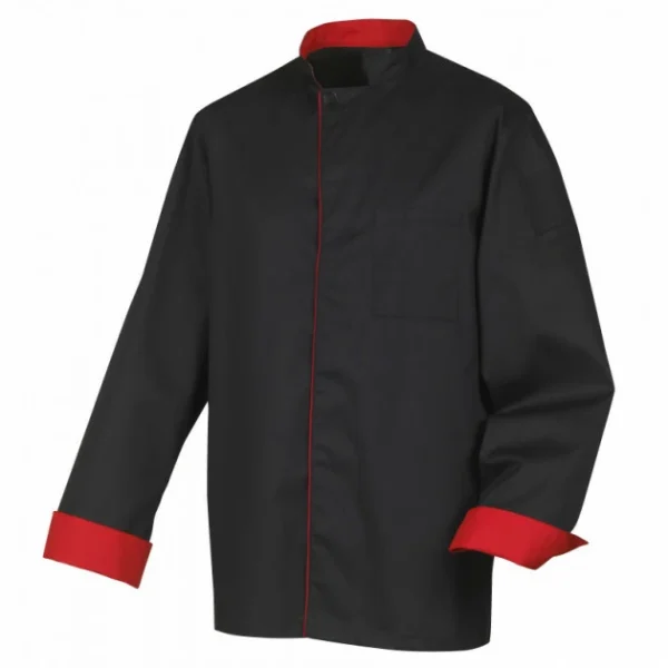 Grosses soldes 👏 Veste de Cuisine Mixte Noire/Rouge BOKO T.2 Robur ❤️ Protections acheteurs 1